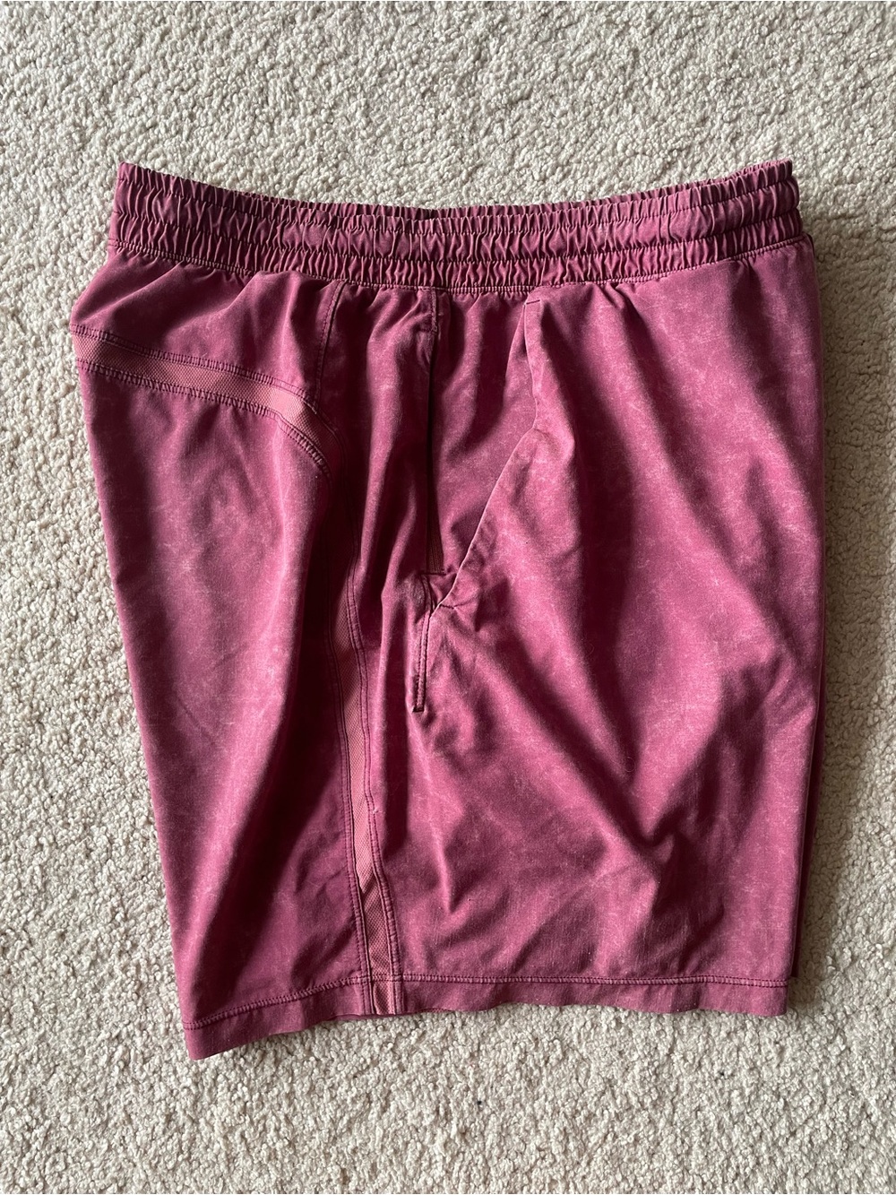 Lululemon Men's Running Elastic-Waist Shorts Washed Burgundy Size M Workout Gym